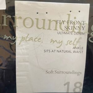 Soft Surroundings Black Denim Fly Front Skinny Jeans Sz. 18 $99.